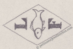 French Maker's Mark
NAME: Alphonse Lefèvre & Georges Frion INITIALS: L F SYMBOL: Fish DATES: 1889 - 1890 SPECIALITY: Jeweller PLACE: 45 rue de Turbigo, Paris, France