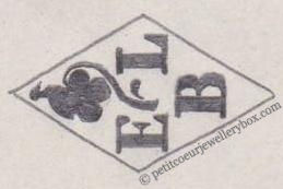 Poinçon de maître orfèvre joaillier, poinçon de fabricant, poinçon d’atelier, poinçon losangique. NOM: Ferdinand Everaerts INITIALES: E F SYMBOLE: Chat DATES: 1930 - PROFESSION: Bijoutier ADRESSE: 205 rue de Paris, Ivry-sur-Seine, France