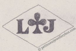 French Maker's Mark
NAME: Louis Jammet INITIALS: L J SYMBOL: Ace of clubs DATES: 1888 - SPECIALITY: Jeweller PLACE: 4 rue Rambuteau, Paris, France