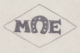 French Maker's Mark
NAME: M. Edouard INITIALS: M E SYMBOL: Horseshoe DATES: 1948 - SPECIALITY: Jeweller PLACE: 51 Boulevard St-Martin, Paris, France