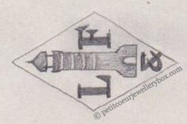 French Maker's Mark
NAME: Lagarde & Fortin INITIALS: L & F SYMBOL: Lighthouse DATES: 1928 - SPECIALITY: Jeweller PLACE: 5 rue Froissart, Paris, France
