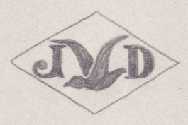 French Maker's Mark
NAME: Jean Daublon INITIALS: J D SYMBOL: Flying bird DATES: 1946 - SPECIALITY: Jeweller PLACE: 17 rue de la République, Vierzon, France