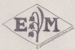 French Maker's Mark
NAME: Emma Messina INITIALS: E M SYMBOL: Lilly of the valley DATES: 1946 - SPECIALITY: Jeweller PLACE: 14 rue du pont aux choux, Paris, France