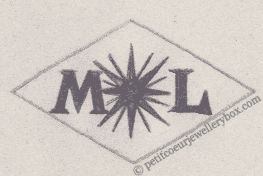 French Maker's Mark
NAME: Maison Laurin INITIALS: M L SYMBOL: Sun DATES: 1958 - SPECIALITY: Jeweller PLACE: 41 rue Réaumur, Paris, France