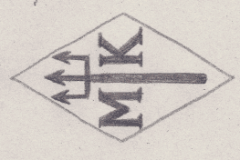 French Maker's Mark
NAME: Mihrdat Kurtyan INITIALS: M K SYMBOL: Trident DATES: 1938 - SPECIALITY: Jeweller PLACE: 52 rue du faubourg Montmartre, Paris, France