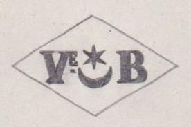 French Maker's Mark
NAME: Veuve Broisin INITIALS: Ve B SYMBOL: 6-pointed star and a crescent DATES: 1928 - SPECIALITY: Jeweller PLACE: 32 rue Pastourelle, Paris, France