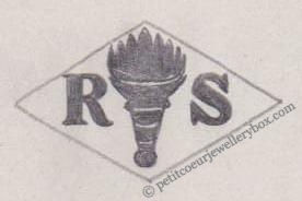 French Maker's Mark
NAME: Robert Santuano INITIALS: R S SYMBOL: Torch DATES: 1931 - SPECIALITY: Jeweller PLACE: 16 rue Caffarelli, Paris, France