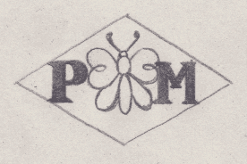 French Maker's Mark
NAME: Pierre Monsouchet INITIALS: P M SYMBOL: Butterfly DATES: 1942 - SPECIALITY: Silversmith PLACE: 189 rue St-Denis, Paris, France