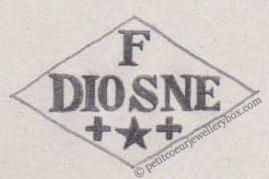 French Maker's Mark
NAME: François Diosne INITIALS: F DIOSNE SYMBOL: 2 crosses and a star DATES: 1842 - 1859 SPECIALITY: Silversmith PLACE: Paris, France