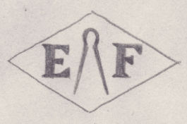 French Maker's Mark
NAME: Emmanuel Fendler INITIALS: E F SYMBOL: Compass DATES: 1926 - SPECIALITY: Jeweller PLACE: 32 rue de l'entrepôt, Paris, France