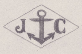 French Maker's Mark
NAME: Jean Crozet INITIALS: J C SYMBOL: Anchor DATES: 1897 - SPECIALITY: Jeweller PLACE: 40 rue de Buci, Paris, France
