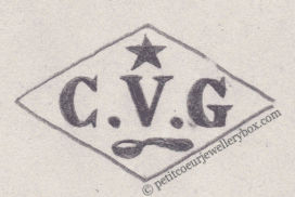 French Maker's Mark
NAME: Charles Victor Gibert INITIALS: C.V.G SYMBOL: Spoon and a star DATES: 1887 - SPECIALITY: Silversmith PLACE: 35 rue Réaumur, Paris, France