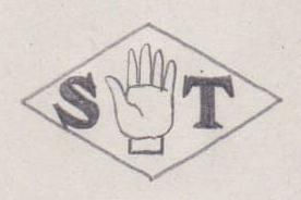 French Maker's Mark
NAME: Société Transvaal INITIALS: S T SYMBOL: Hand DATES: 1955 - SPECIALITY: Jeweller PLACE: 51 rue Chardon Lagache, Paris, France