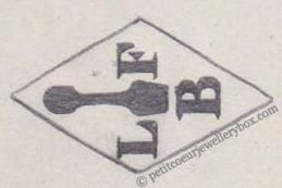 Poinçon de maître orfèvre joaillier, poinçon de fabricant, poinçon d’atelier, poinçon losangique. NOM: Ferdinand Everaerts INITIALES: E F SYMBOLE: Chat DATES: 1930 - PROFESSION: Bijoutier ADRESSE: 205 rue de Paris, Ivry-sur-Seine, France
