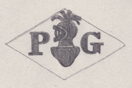 French Maker's Mark
NAME: Paul-François Guillaumot INITIALS: P G SYMBOL: Helmet DATES: 1907 - SPECIALITY: Jeweller PLACE: 40 galerie Montpensier, Paris, France