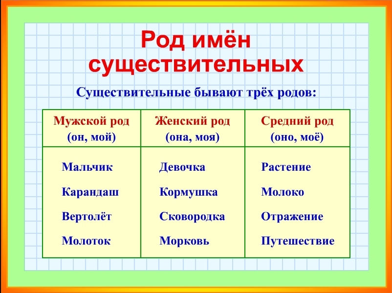 Род имён существительных