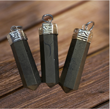 Pyrite Base Metal Capped Pendant