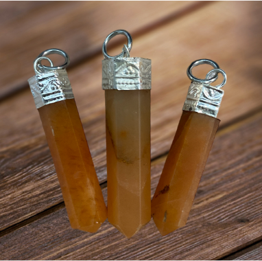 Carnelian Base Metal Capped Pendant