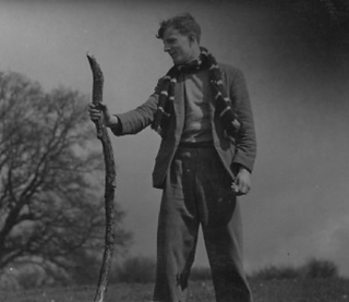 Keith Vaughan (1912-77) Dick Vaughan holding dead branch photograph, printed on postcard paper (inve
