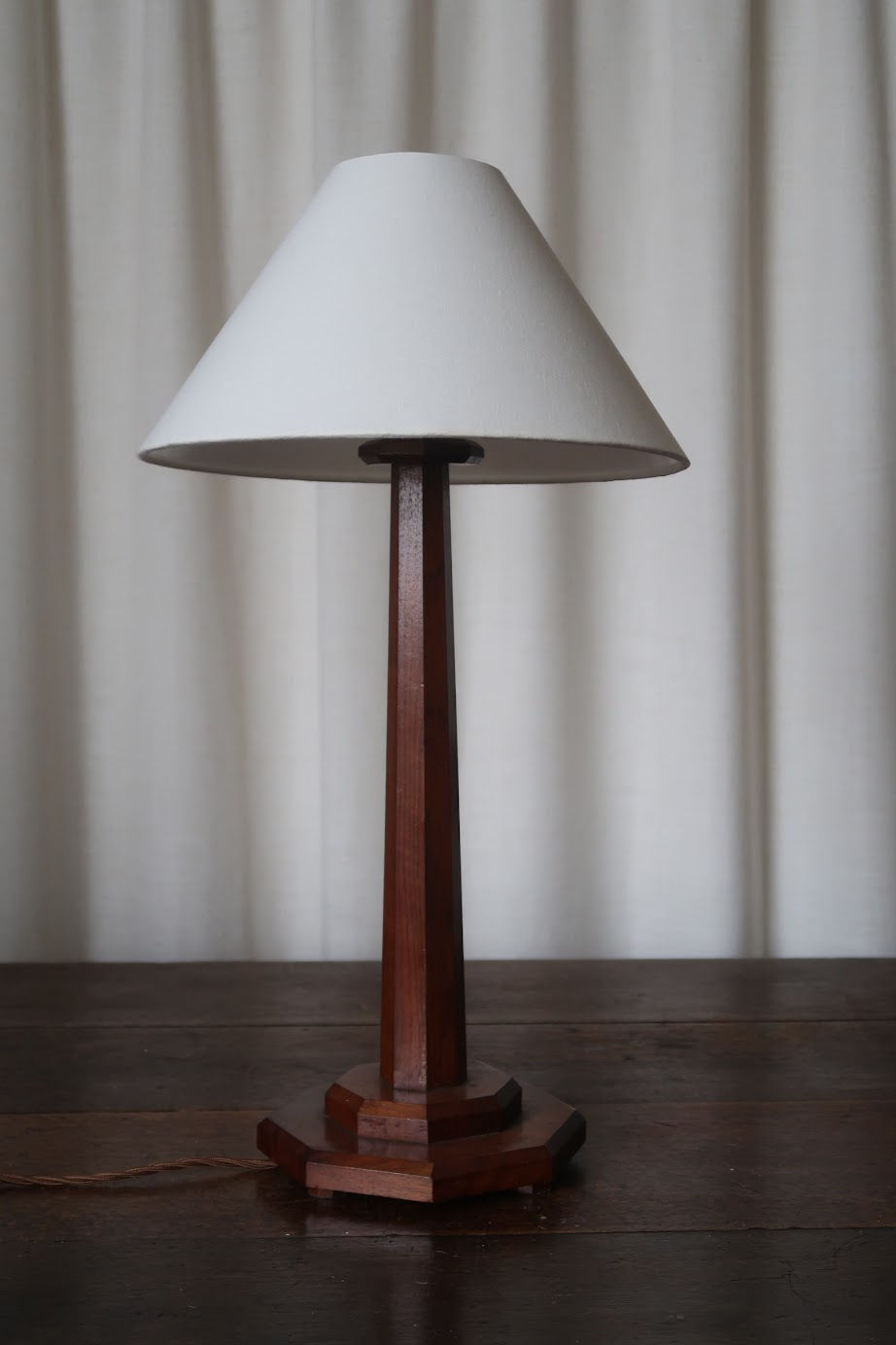 Thumbnail: Faceted Hardwood Table Lamp, Arts and Crafts Period