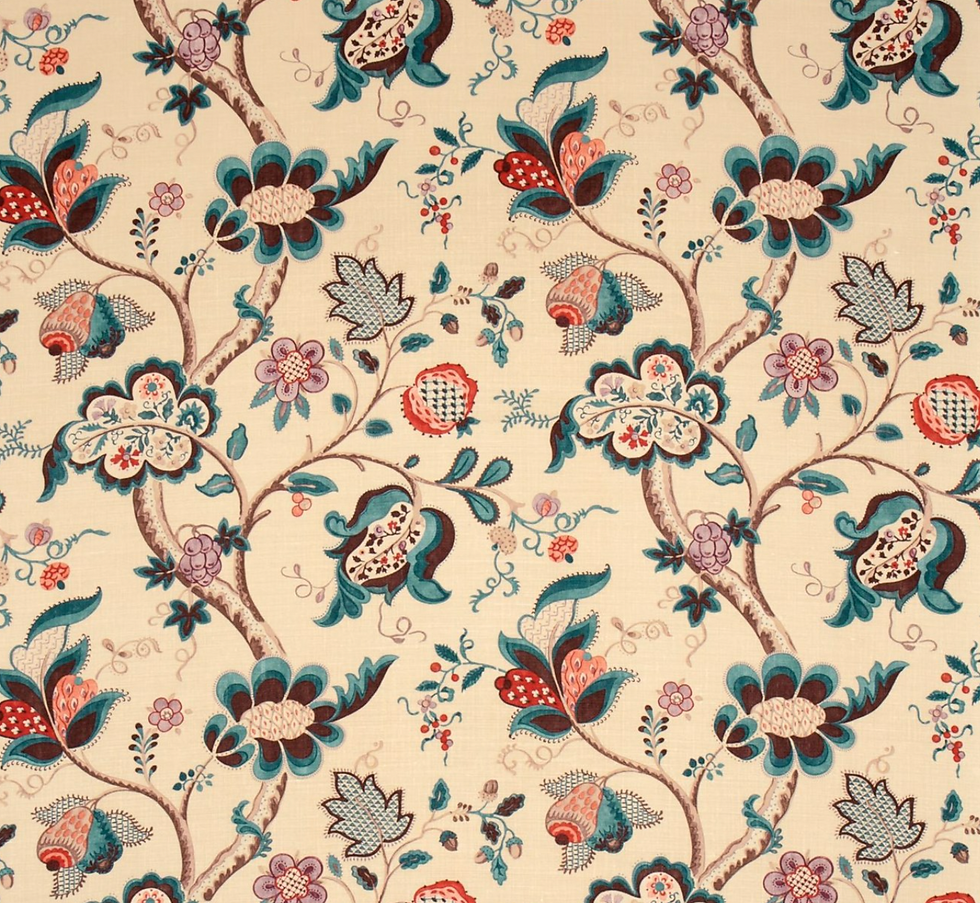 Sanderson, Roslyn, Fabric, Teal/Cherry, £99