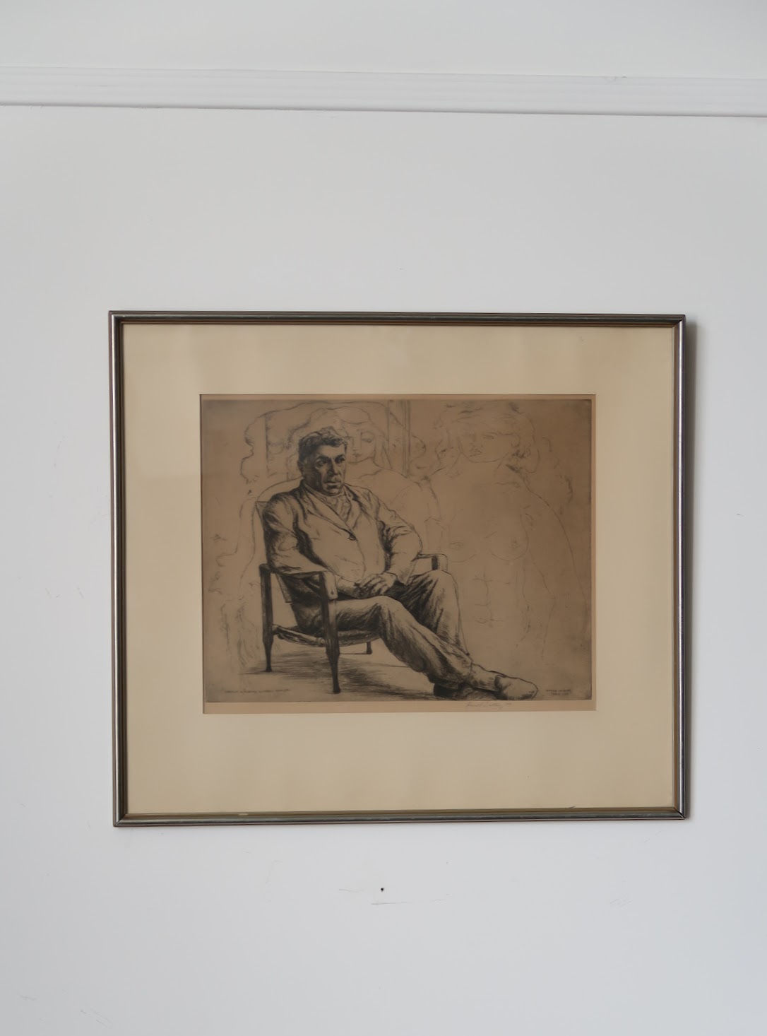 Framed Etching, Signed, Portrait du peintre Georges Braque, Harald Sallberg