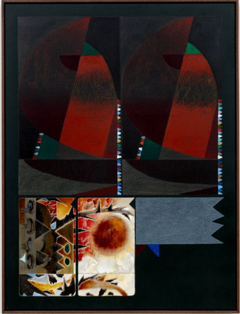 Haroun Hayward, Isotonik (Thistle and Sun), 2024, Oil paint, oil stick, oil pastel, and gesso on pan