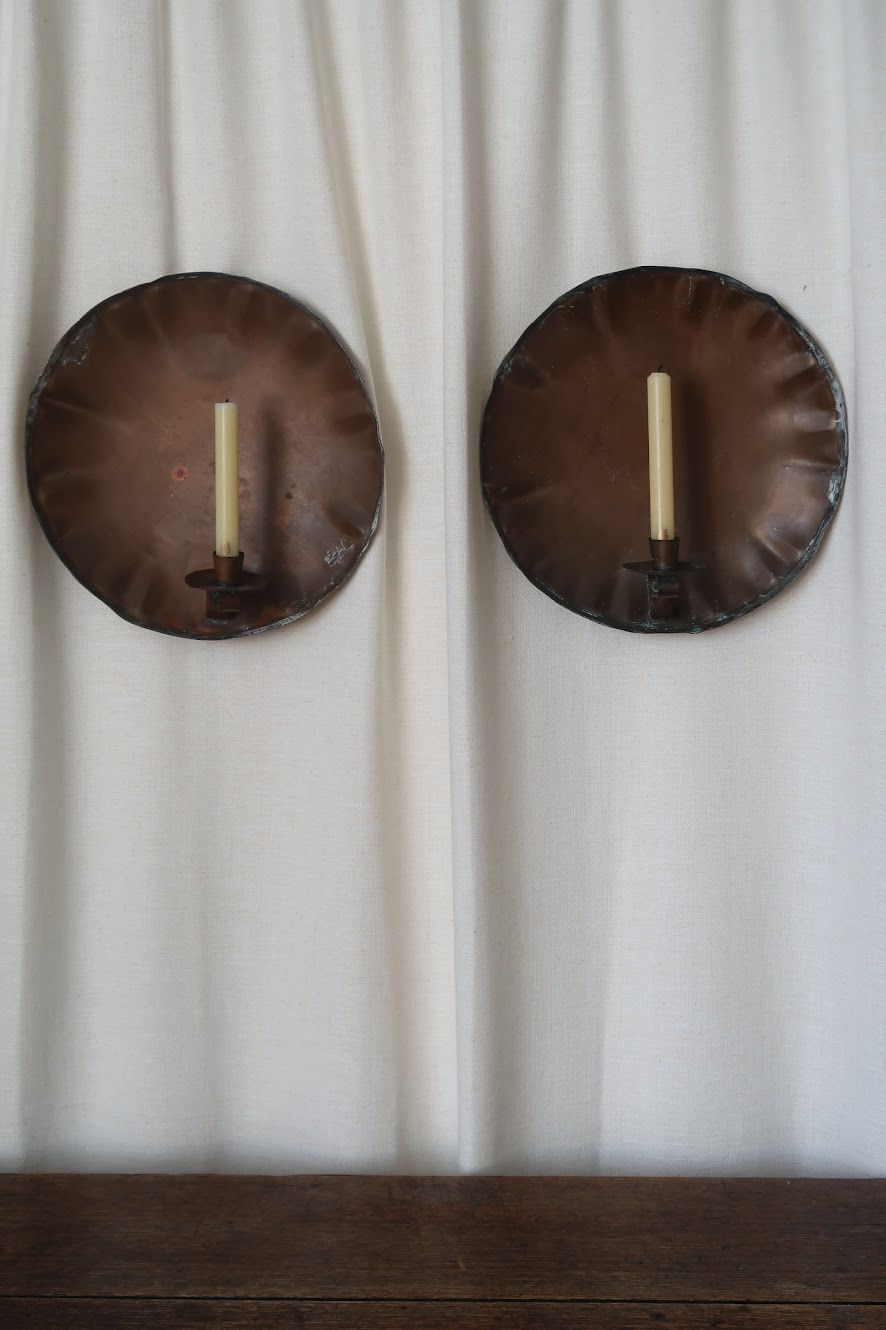 Pair of Large Copper Painted Wall Sconces