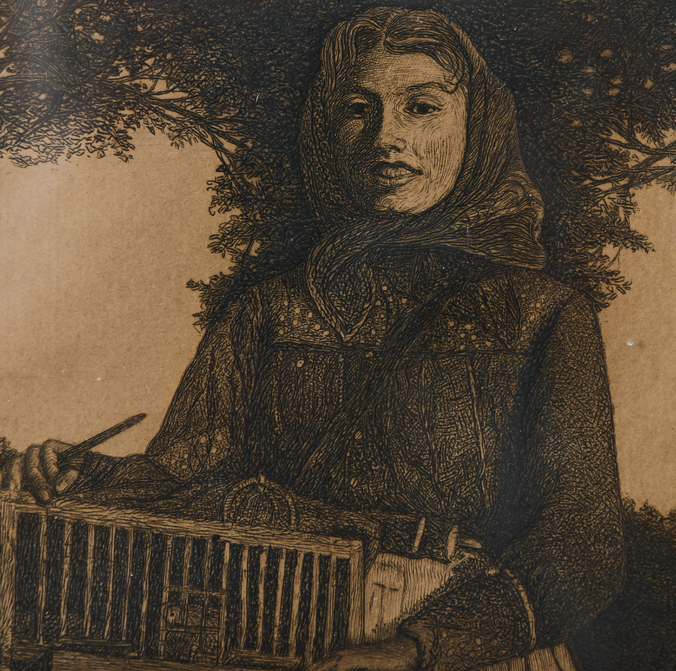 Thumbnail: Framed Etching, Portrait Of A Woman, By Albert Olson-Mesch, Signed