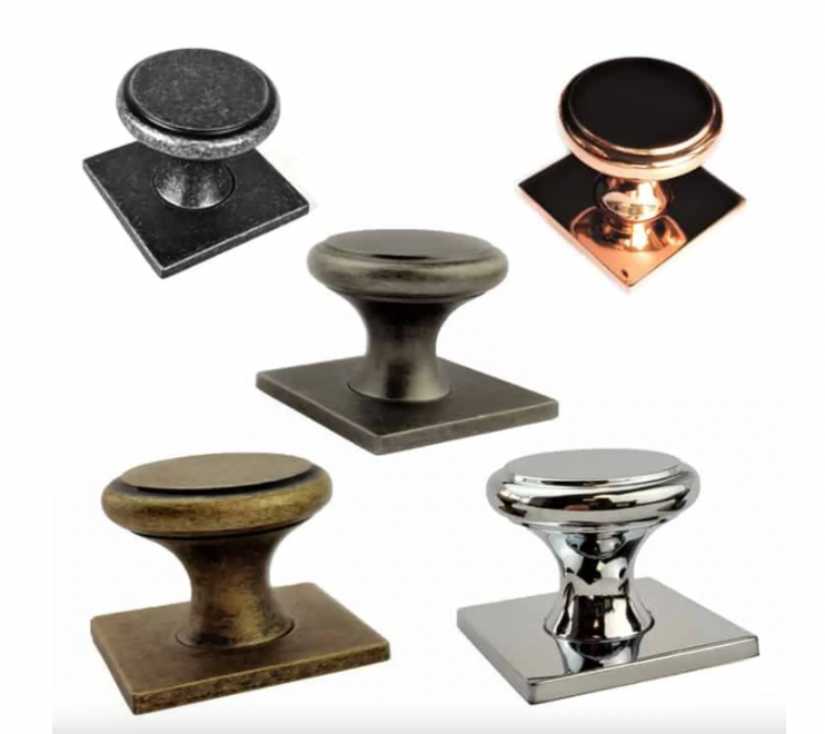 French Furniture Fittings, Bordeaux Cabinet Knob With Square Backplate, From: £3.80