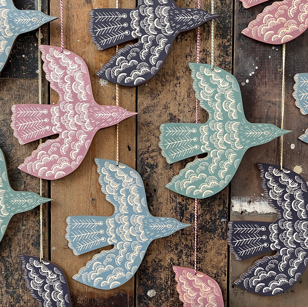 Tinsmiths  Hanging Wooden Bird Decoration, From £22