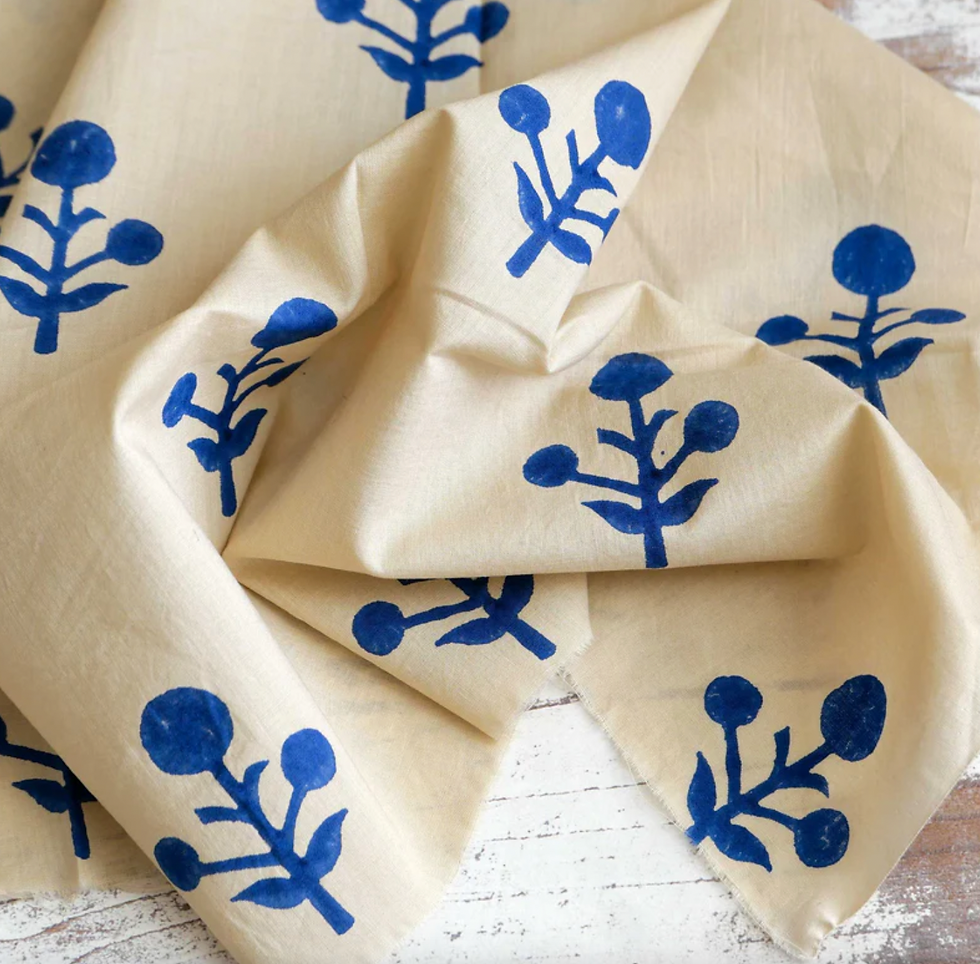 Cloth House, Block Print Allium Blue, £17.40/m