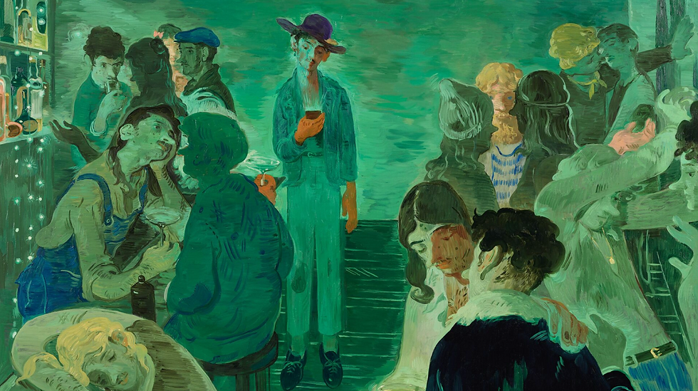 Salman Toor (b. 1983), Bar Boy, 2019, oil on plywood, 121.9 × 152 cm. Collection of the Whitney Museum of American Art, New York. © Salman Toor; courtesy of the artist, Luhring Augustine, New York, and Thomas Dane Gallery. Photo: Farzad Owrang.