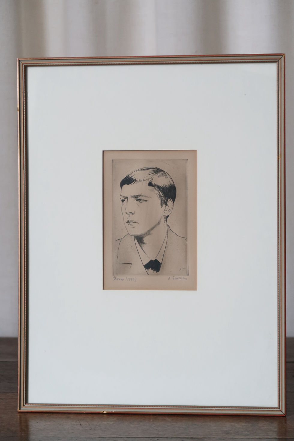 Thumbnail: Framed Etching, Young Man by Axel Tallberg, Zorn, 1880
