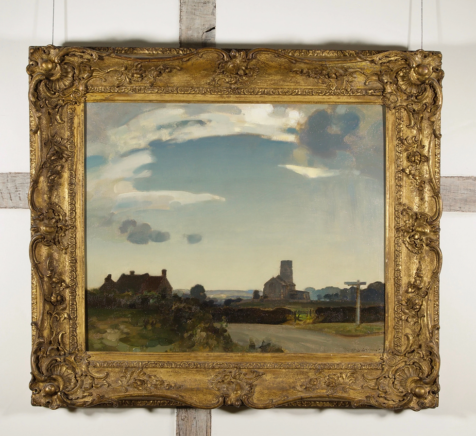 Jenna Burlingham, The Cross Roads, Haddiscoe (St Mary's), 1925, Circa, By John Arnesby Brown 1866-1955, £POA