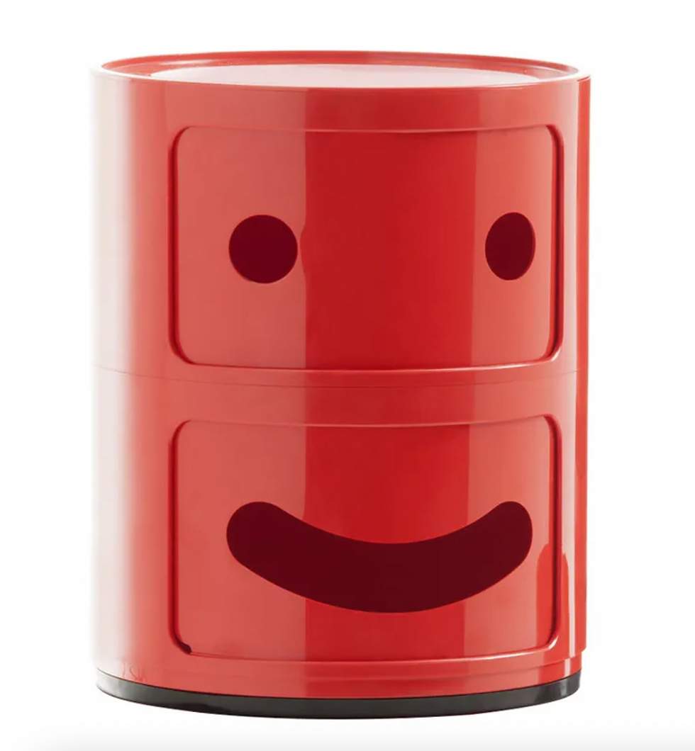 Made In Design, Kartell, Componibili Smile N°1 Storage Plastic Material Red / 2 Draws - H 40 cm - Kartell, Designer: Anna Castelli Ferrieri, Fabio Novembre, £122