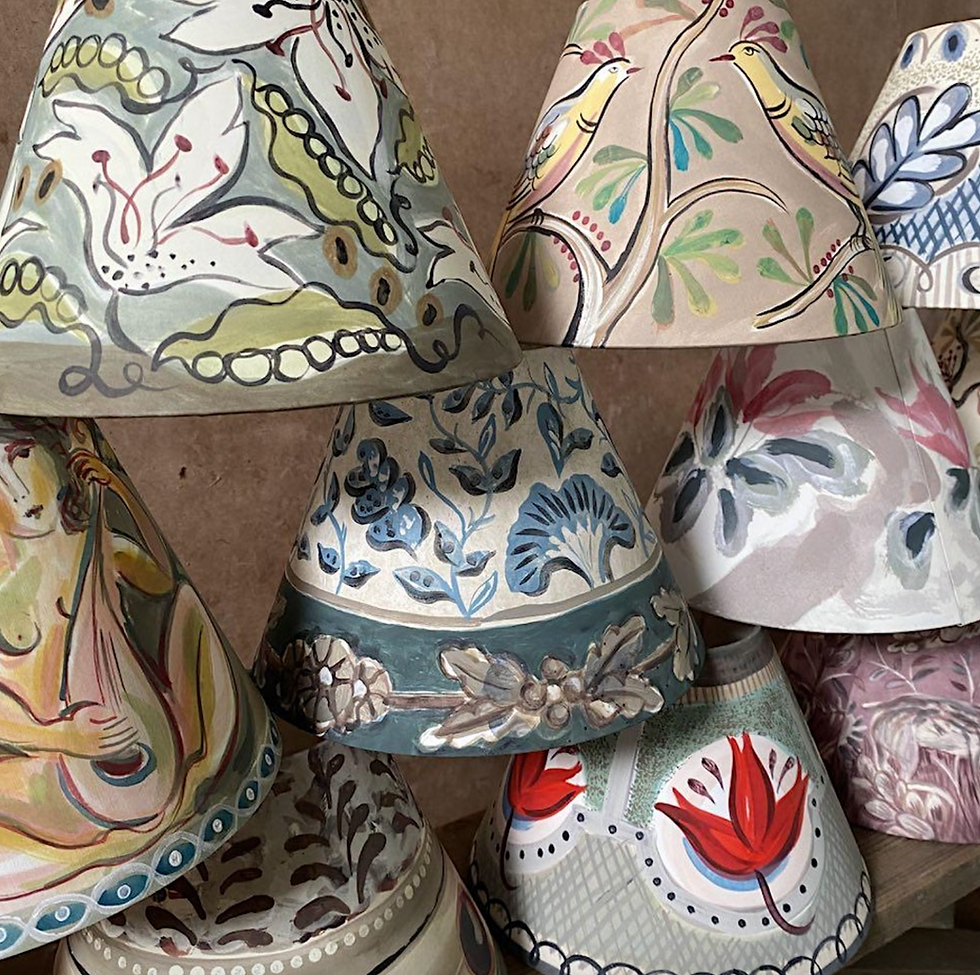 Furniture or Lamp shade Painting with Bloomsbury Revisited with Jane McCall, The Hay Barn Hampshire