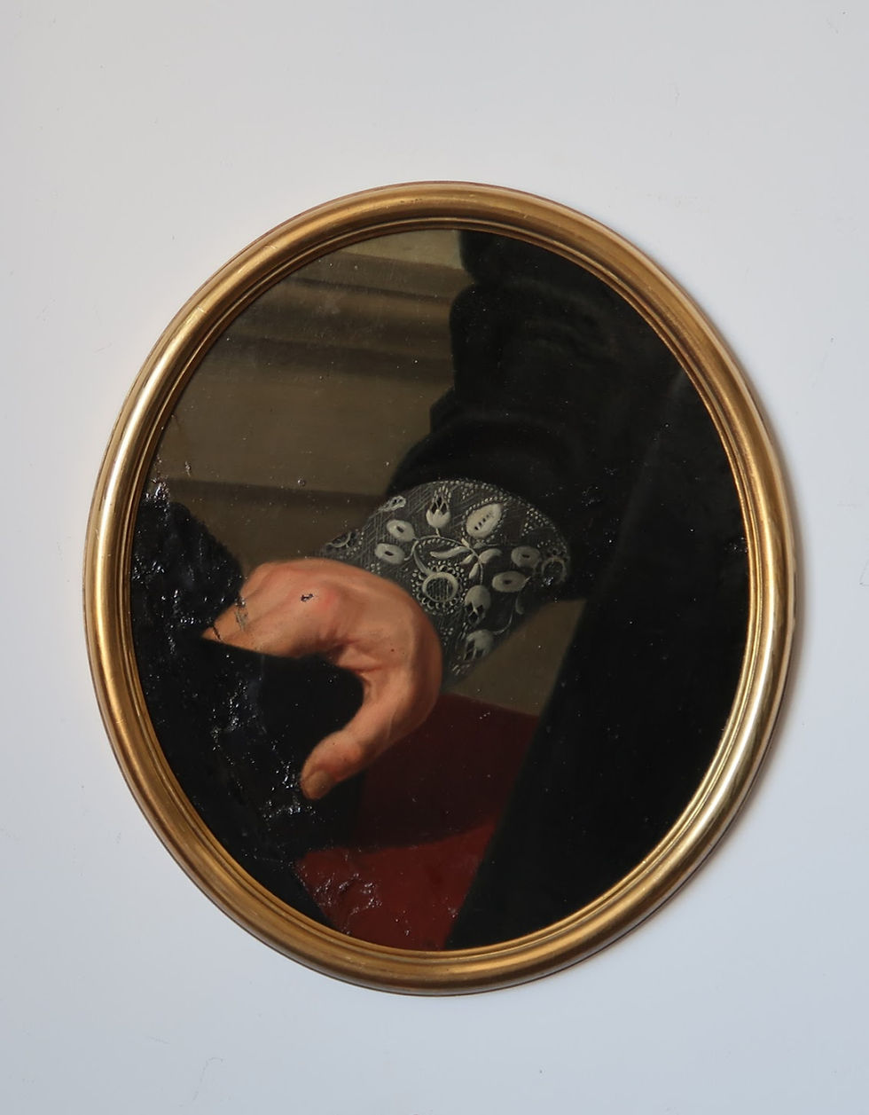 Thumbnail: ON HOLD Framed Oil On Canvas, Spanish School, 17th Century Hand of a Magistrate