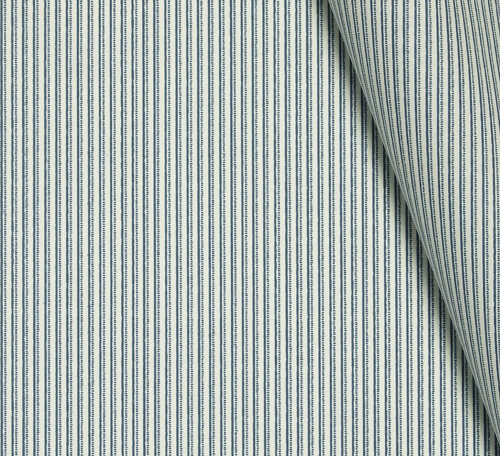 Ian Sanderson, Flo Stripe – Navy, £45 per Metre
