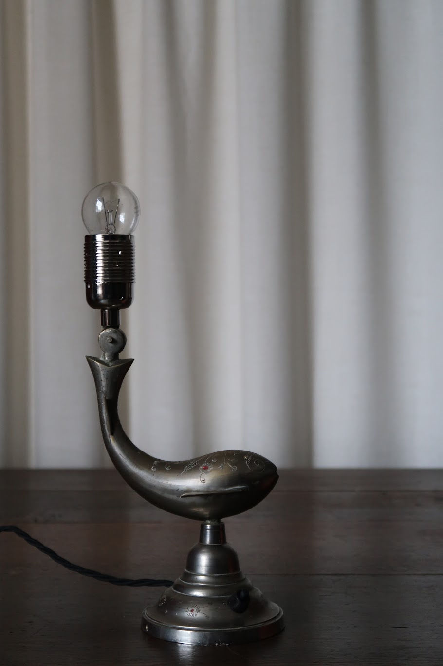 Thumbnail: Decorative Pewter Fish Table Lamp, Adjustable