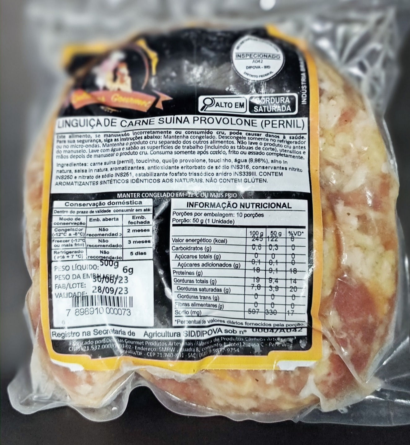 Linguiça de Carne Suína Provolone (Pernil) - 500g