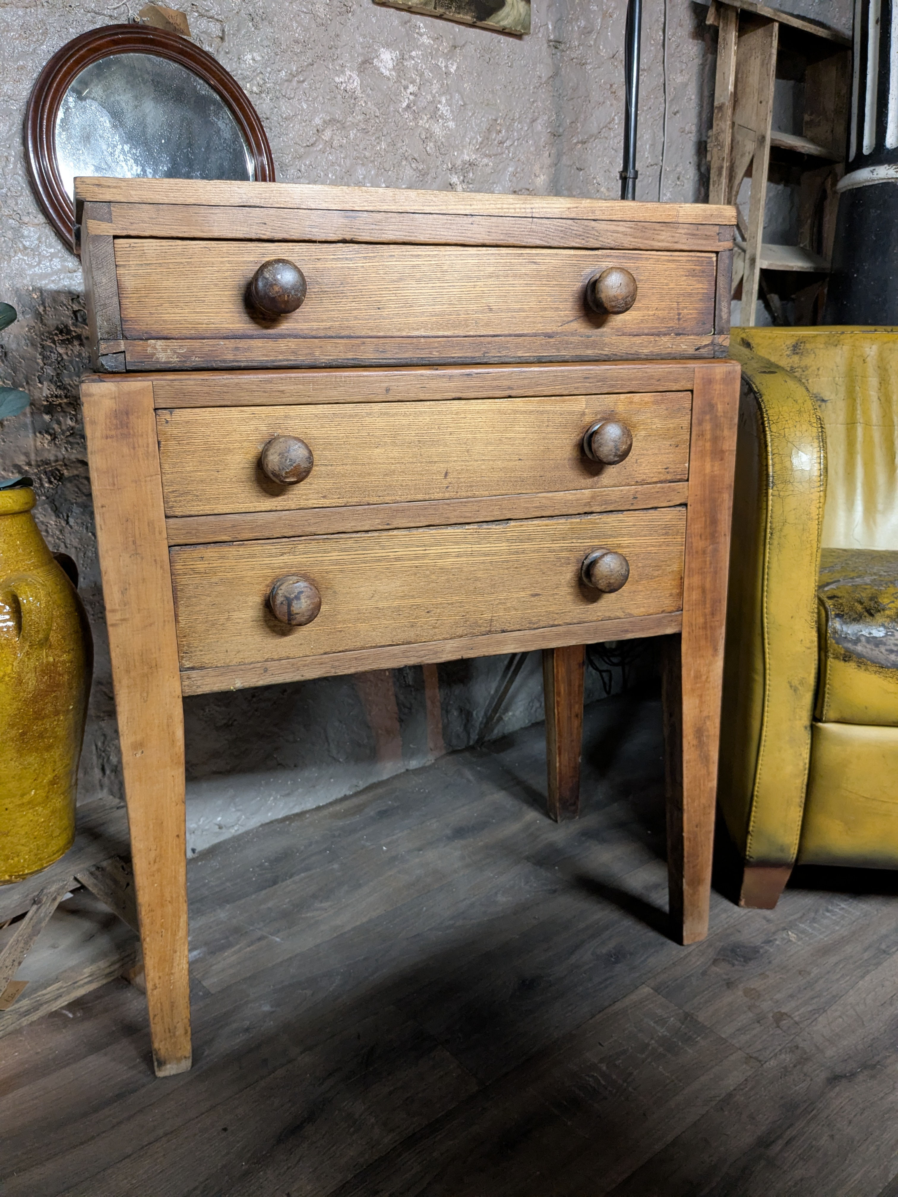 Antique printers press drawers.
