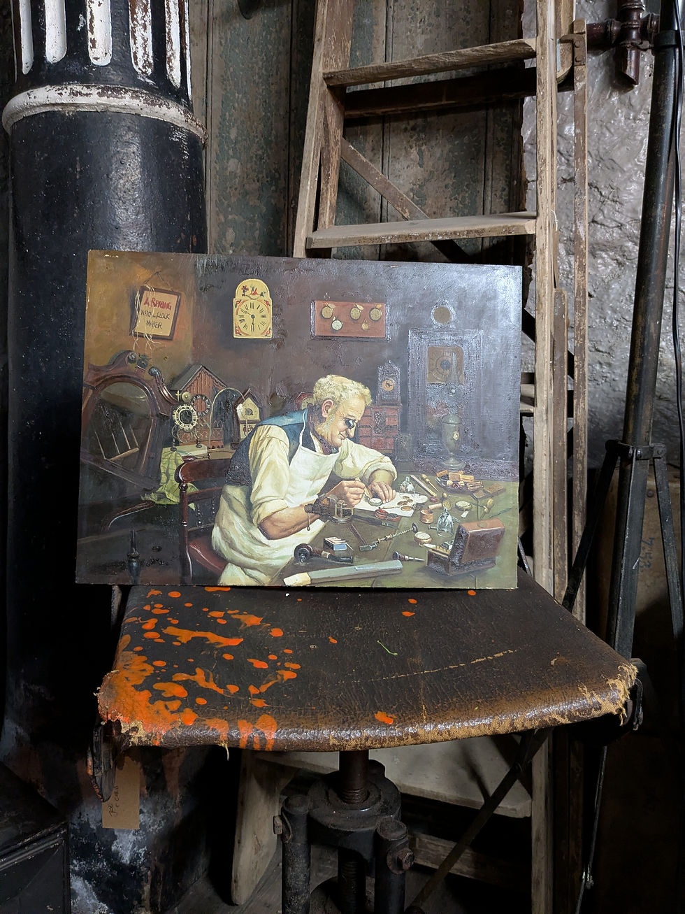 Thumbnail: Oil on board "The Watchmaker"