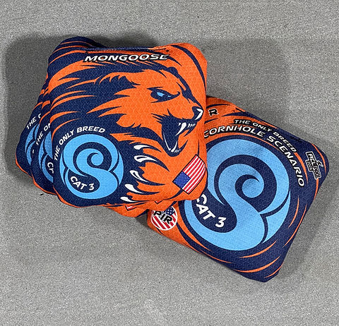 2026 CAT 3 Mongoose - Orange with Light Blue CS | Cornhole Scenario