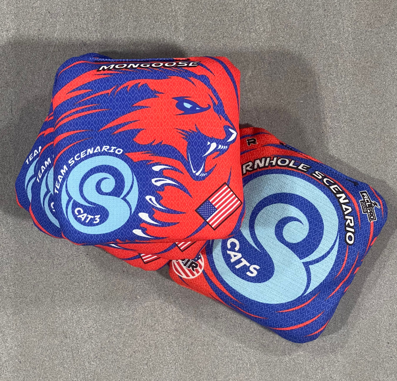 CAT 3 Mongoose - Crimson Red with Royal Blue & Ice Blue CS