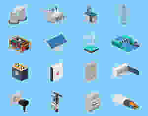 conjunto de icones de instalações elétricas