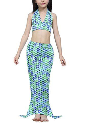 Thumbnail: Girls Mermaid Tail Swimsuits - 3 pc