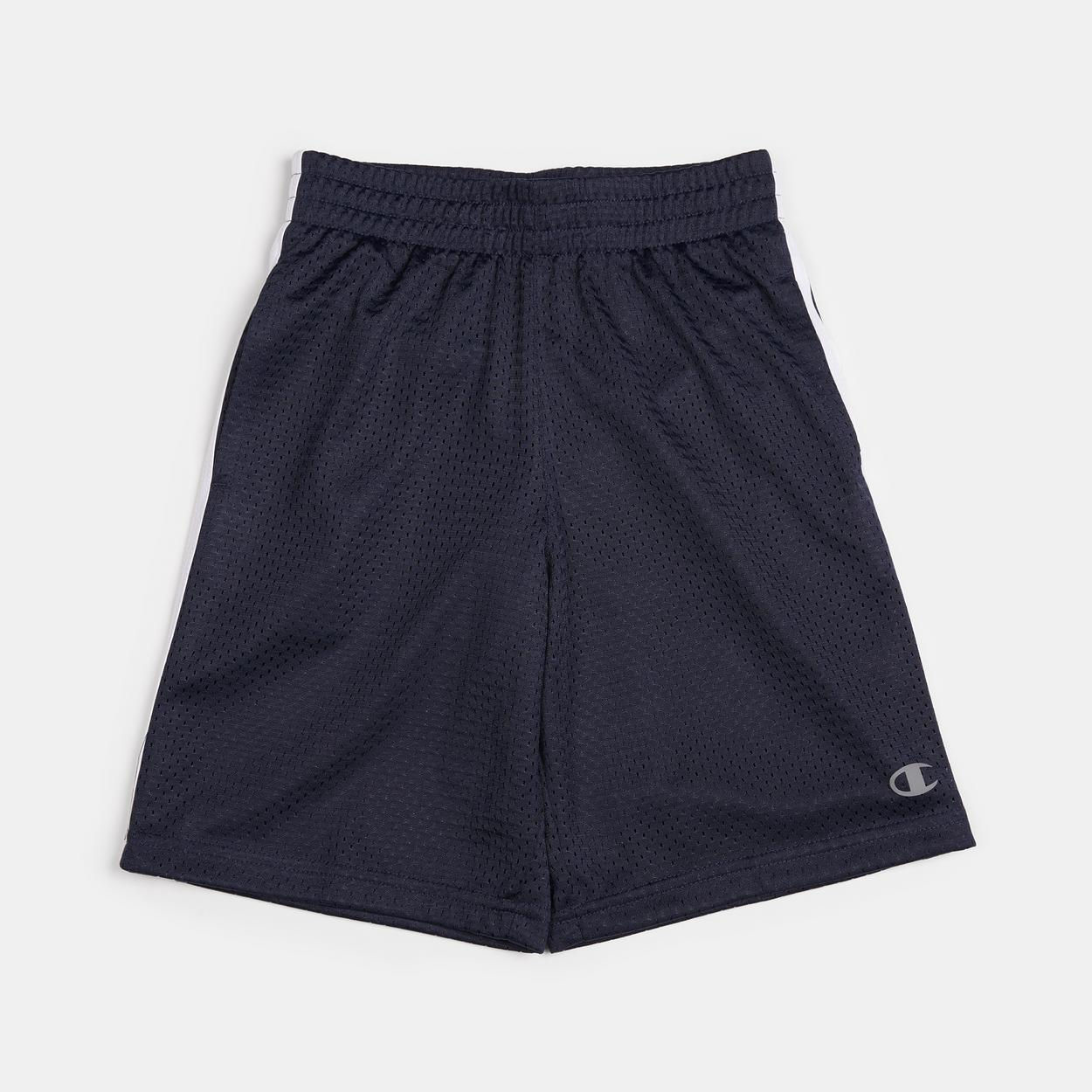 Boys Half Time Shorts - Black with Grey Side Stripes