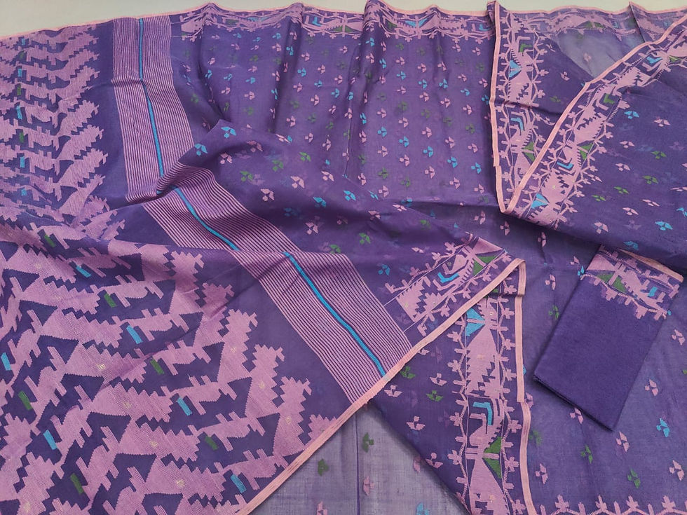 Dark Lavender Color Cotton Jamdani Saree
