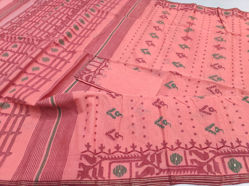 Muted Pink Color Cotton Jamdani Saree